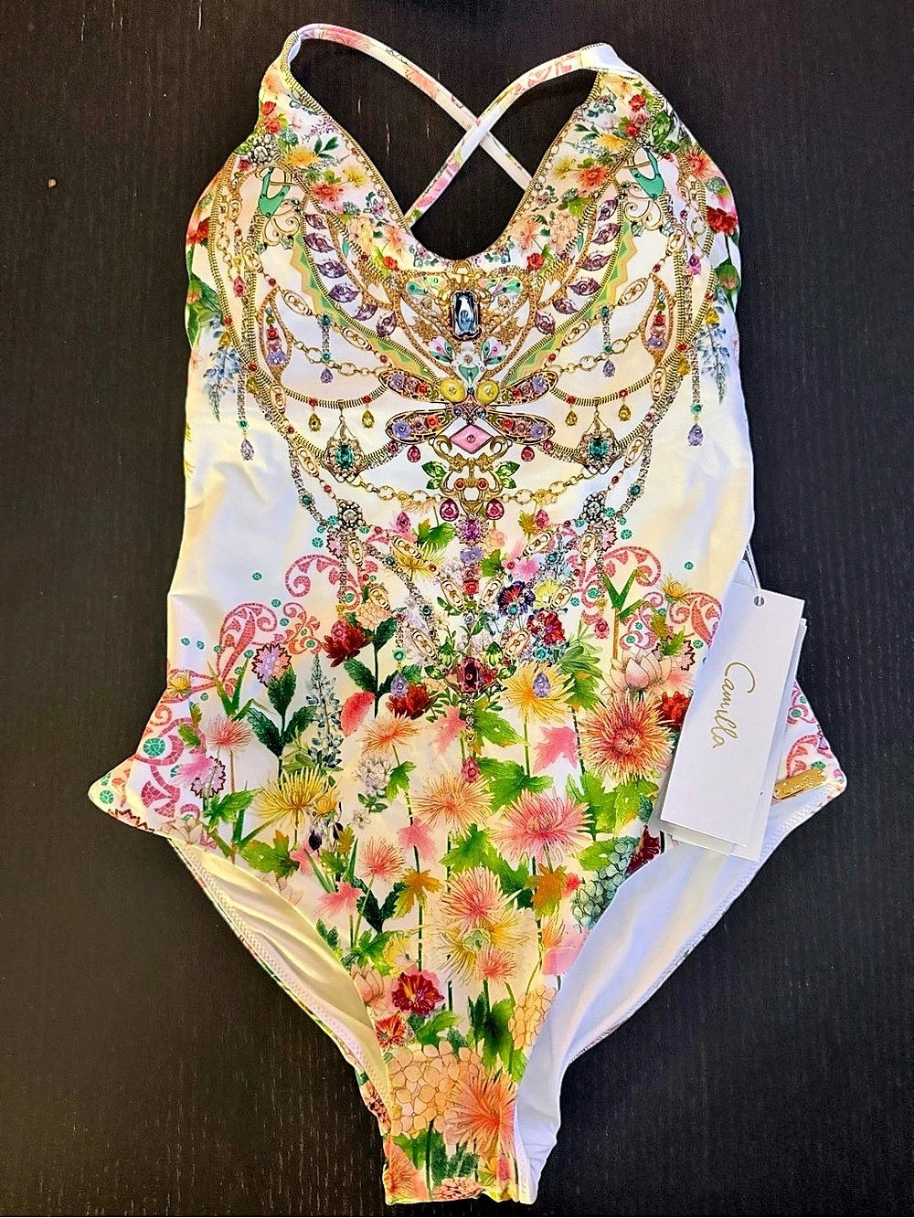 CAMILLA - The Call of Catalonia Crystal One Piece Swimsuit S - NWT